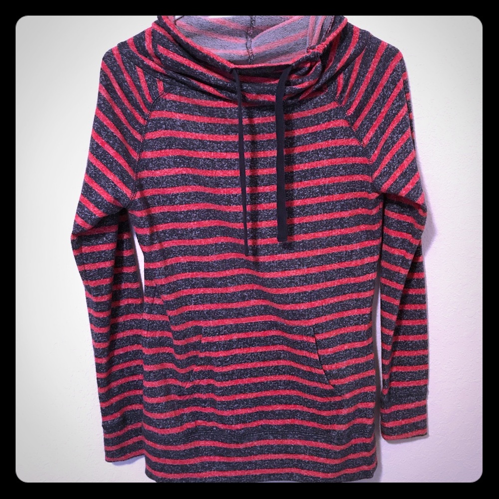 Striped cowl neck sweatshirt